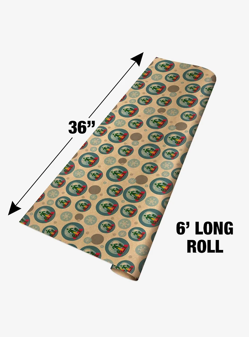 Elf Snow Globe Kraft Wrapping Paper