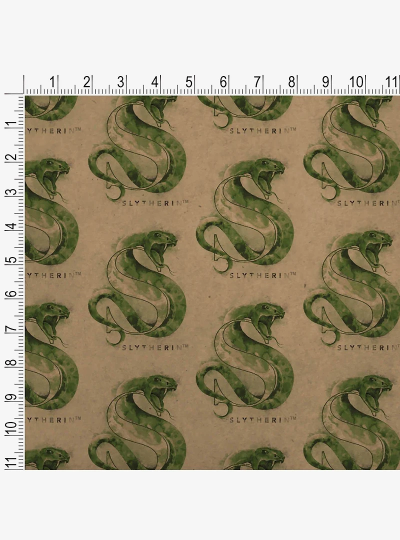 Harry Potter Slytherin Watercolor Crest Kraft Wrapping Paper