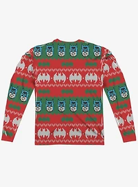 DC Comics Batman Bat Christmas Sweater Print Long Sleeve Sublimated T-Shirt