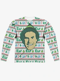 Elf Christmas Sweater Print Long Sleeve Sublimated T-Shirt