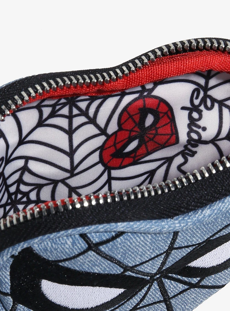 Loungefly Marvel Spider-Man Heart-Shaped Denim Coin Purse — BoxLunch Exclusive