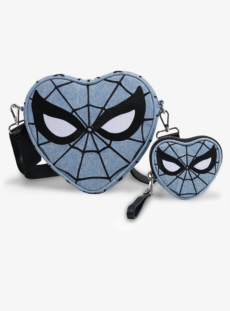 Loungefly Marvel Spider-Man Heart-Shaped Denim Coin Purse — BoxLunch Exclusive