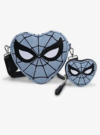 Loungefly Marvel Spider-Man Heart-Shaped Denim Coin Purse — BoxLunch Exclusive