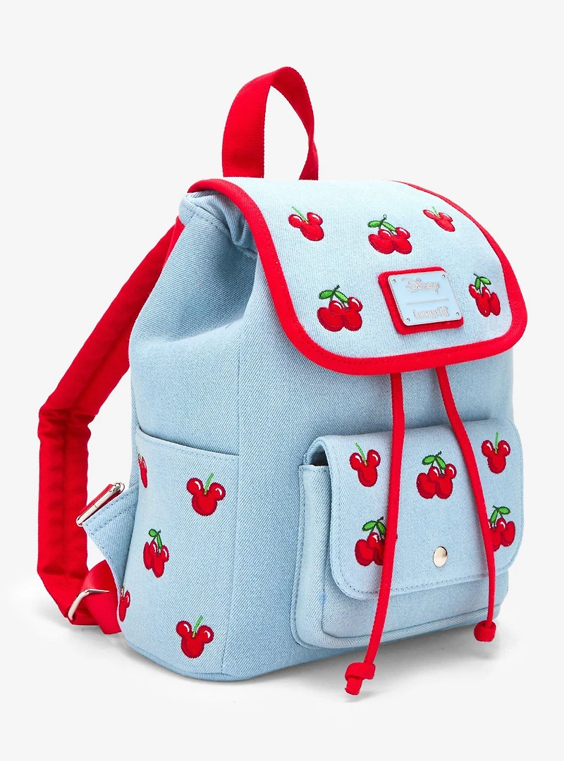 Loungefly Disney Mickey Mouse Cherries Denim Mini Backpack - BoxLunch Exclusive