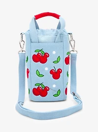 Loungefly Disney Mickey Mouse Cherries Denim Water Bottle Holder Crossbody Bag - BoxLunch Exclusive