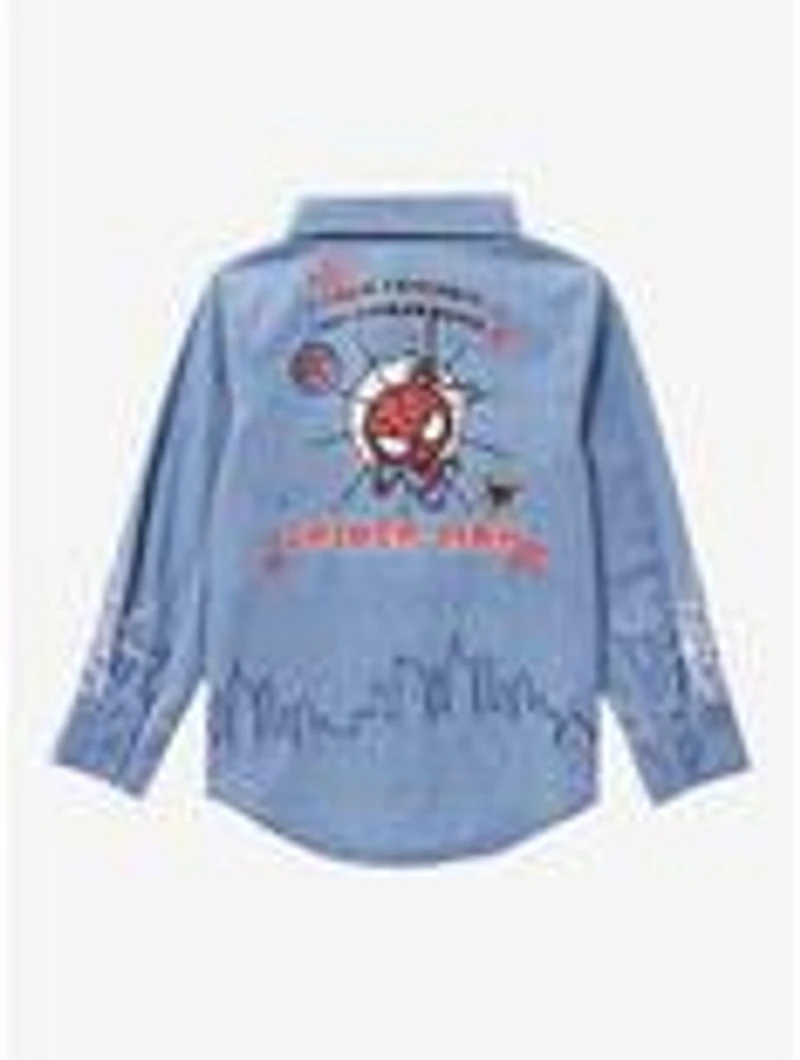 Marvel Spider-Man Skyline Denim Toddler Long Sleeve Button-Up - BoXLunch Exclusive