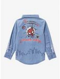 Marvel Spider-Man Skyline Denim Toddler Long Sleeve Button-Up - BoXLunch Exclusive