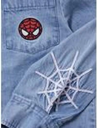 Marvel Spider-Man Skyline Denim Toddler Long Sleeve Button-Up - BoXLunch Exclusive