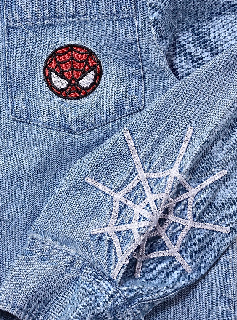 Marvel Spider-Man Skyline Denim Toddler Long Sleeve Button-Up - BoXLunch Exclusive