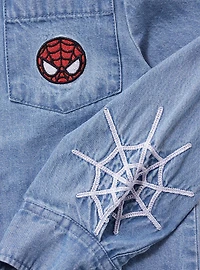 Marvel Spider-Man Skyline Denim Toddler Long Sleeve Button-Up - BoXLunch Exclusive
