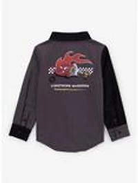 Disney Pixar Cars Lightning McQueen Flames Toddler Long Sleeve Woven Button-Up - BoxLunch Exclusive