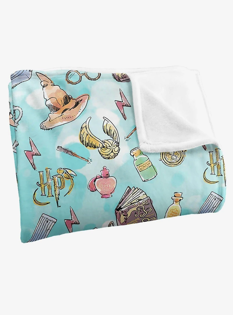 Harry Potter Water Color Pattern 36x58" Throw Blanket