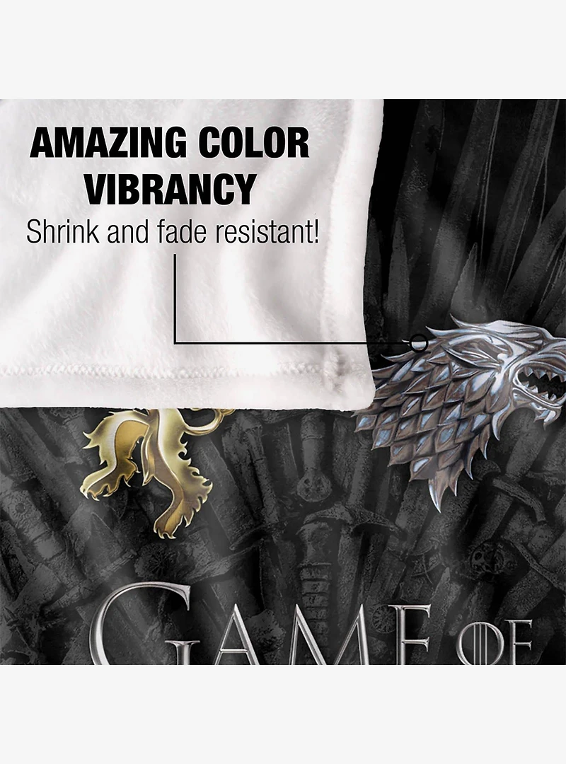 Game of Thrones Chrome House Sigils 36x58" Throw Blanket