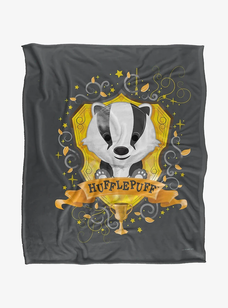 Harry Potter Watercolor Hufflepuff Crest 50x60" Throw Blanket