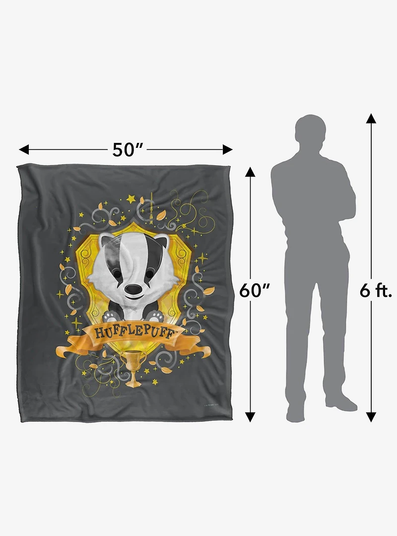 Harry Potter Watercolor Hufflepuff Crest 50x60" Throw Blanket