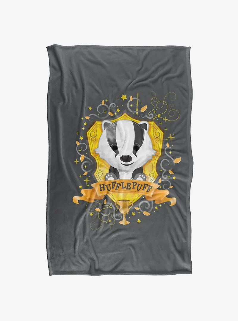 Harry Potter Watercolor Hufflepuff Crest 36x58" Throw Blanket