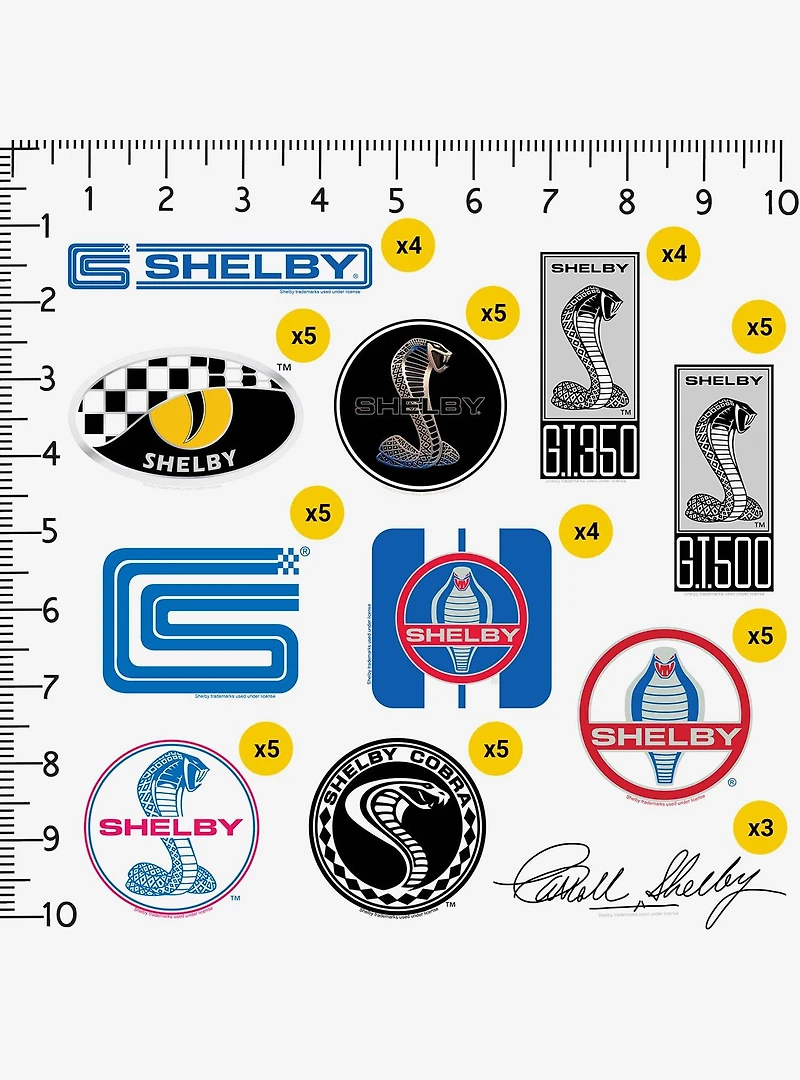 Shelby Cobra 100ct Vinyl Stickers Variety Pack