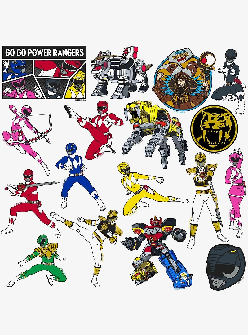 Mighty Morphin Power Rangers 100ct Vinyl Stickers Variety Pack