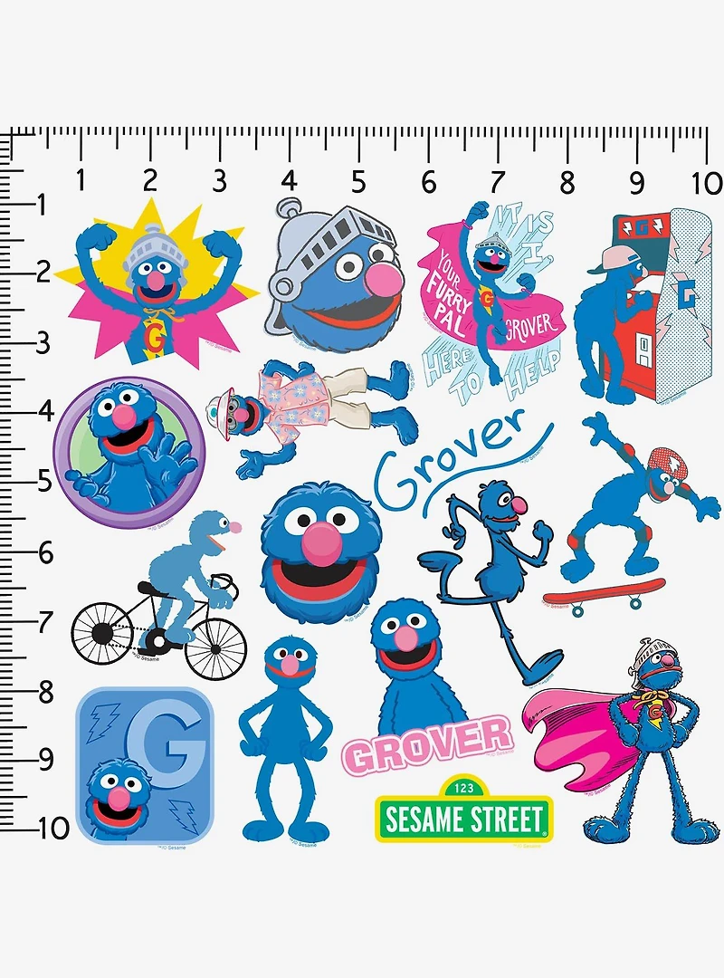 Sesame Street Grover 100ct Vinyl Stickers Variety Pack