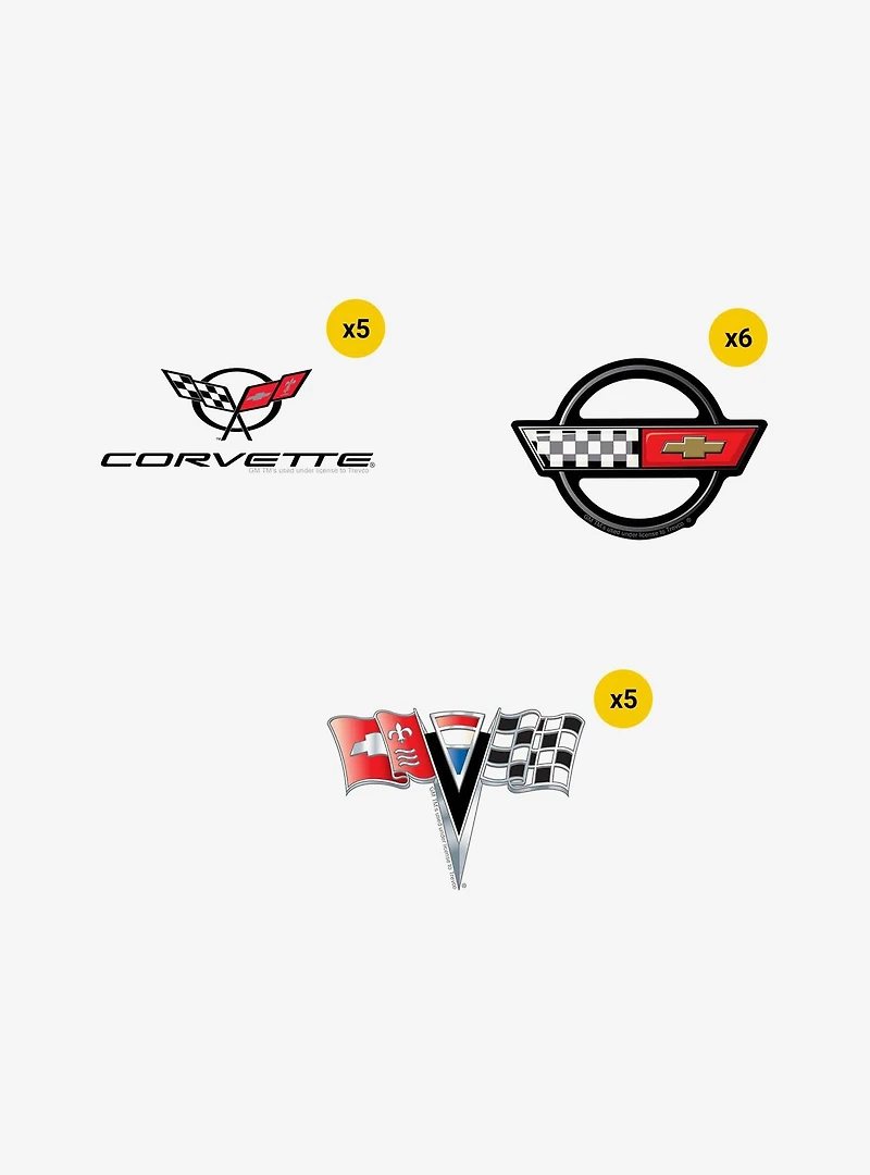 Chevrolet Corvette 100ct Vinyl Stickers Variety Pack