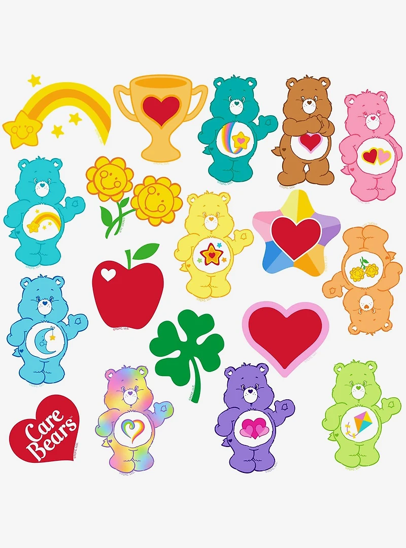 Care Bears and Tummy Emblems 100ct Vinyl Stickers Variety Pack