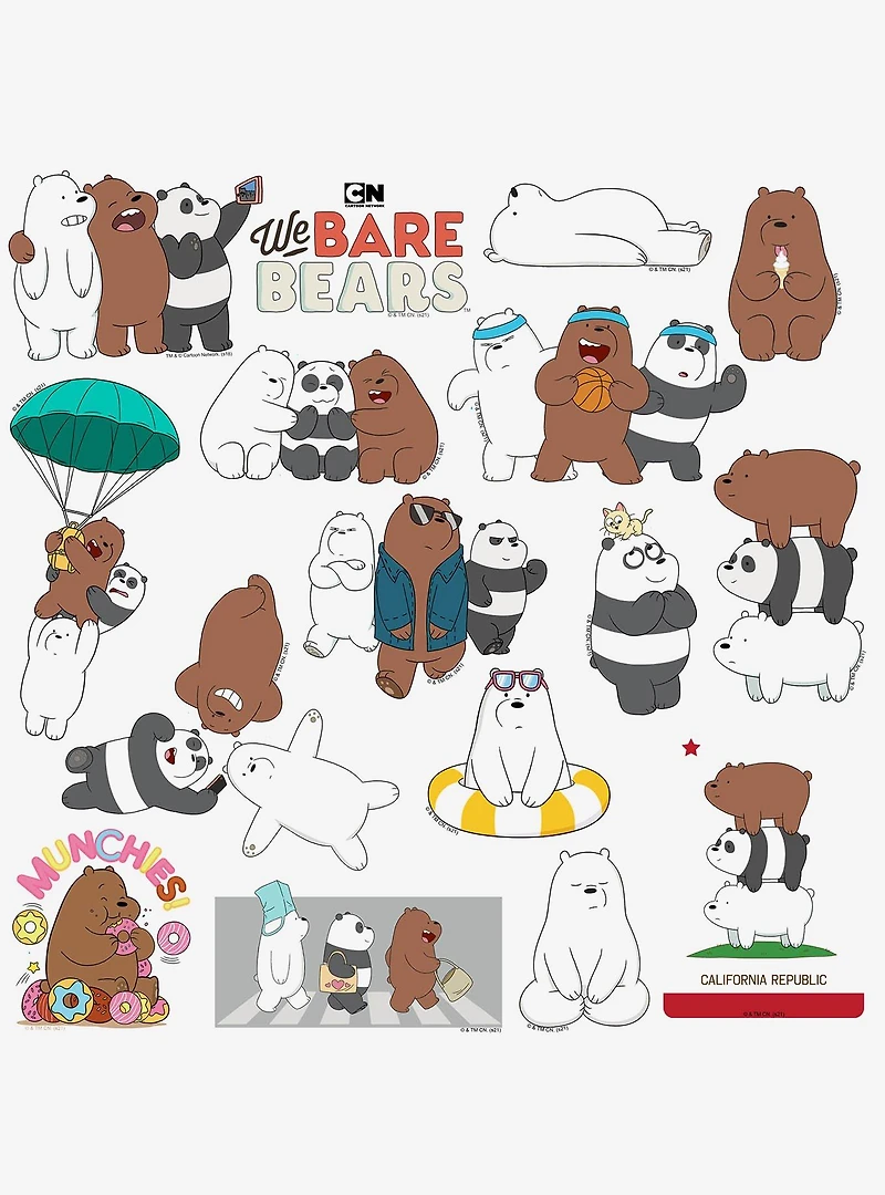 We Bare Bears 100ct Vinyl Stickers Variety Pack