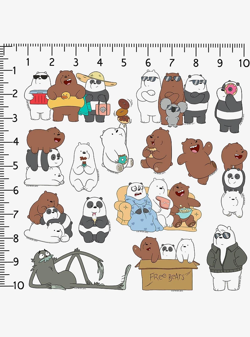 We Bare Bears 100ct Vinyl Stickers Variety Pack