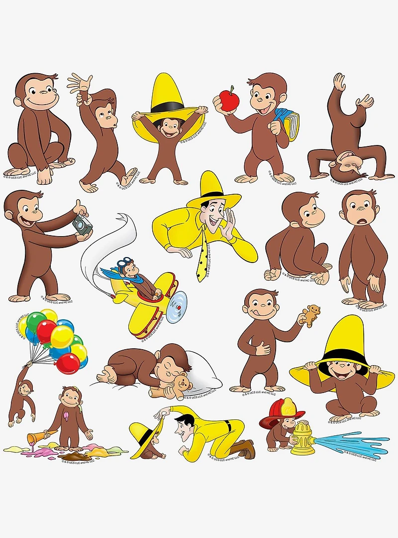 Curious George Character 100ct Vinyl Stickers Variety Pack