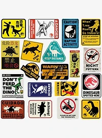 Jurassic World Caution Signs 100ct Vinyl Stickers Variety Pack
