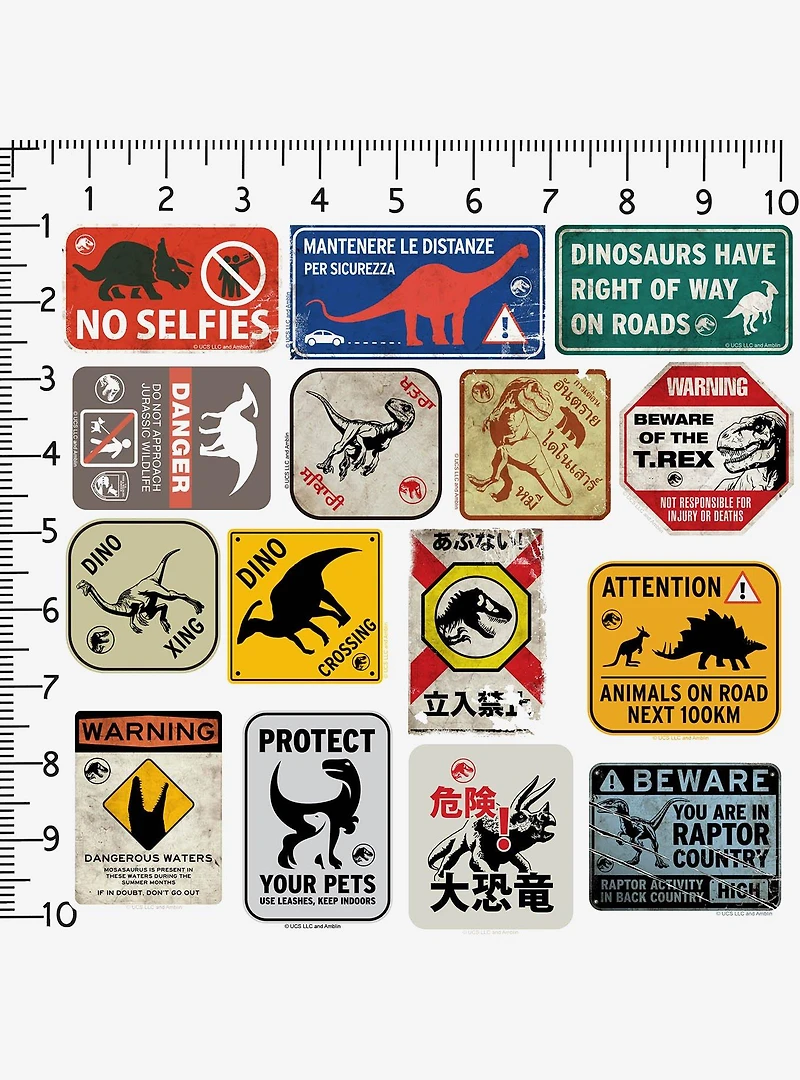 Jurassic World Caution Signs 100ct Vinyl Stickers Variety Pack