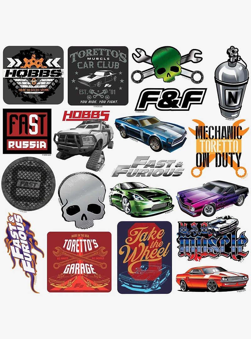 Fast & Furious 100ct Vinyl Stickers Variety Pack