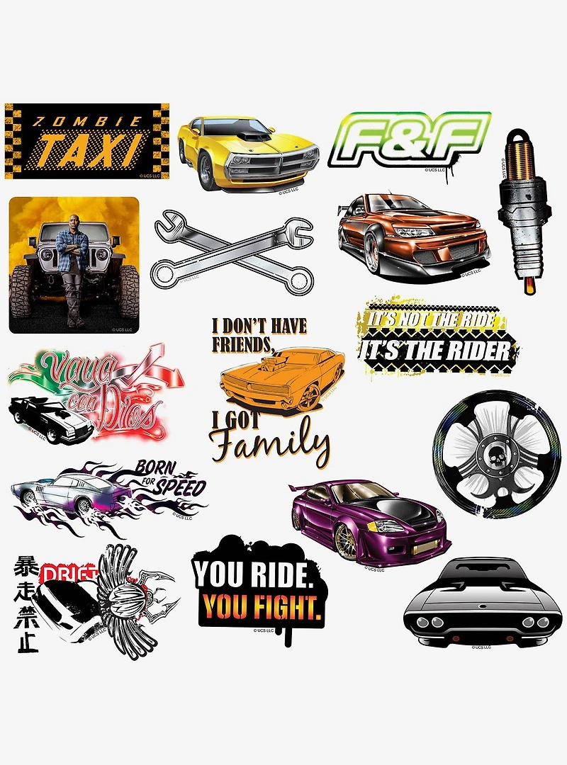 Fast & Furious 100ct Vinyl Stickers Variety Pack