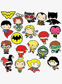 DC Comics Justice League Chibi Superhero 100ct Vinyl Stickers Variety Pack