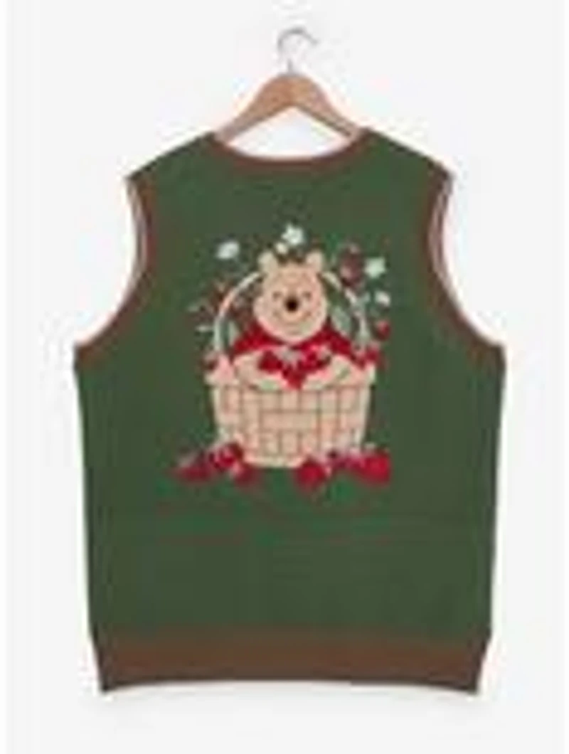 Disney Winnie the Pooh Strawberry Patchwork Women's Plus Sweater Vest