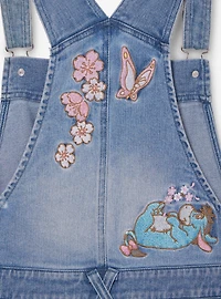 Disney Winnie the Pooh Floral Embroidered Women's Plus Short Overalls