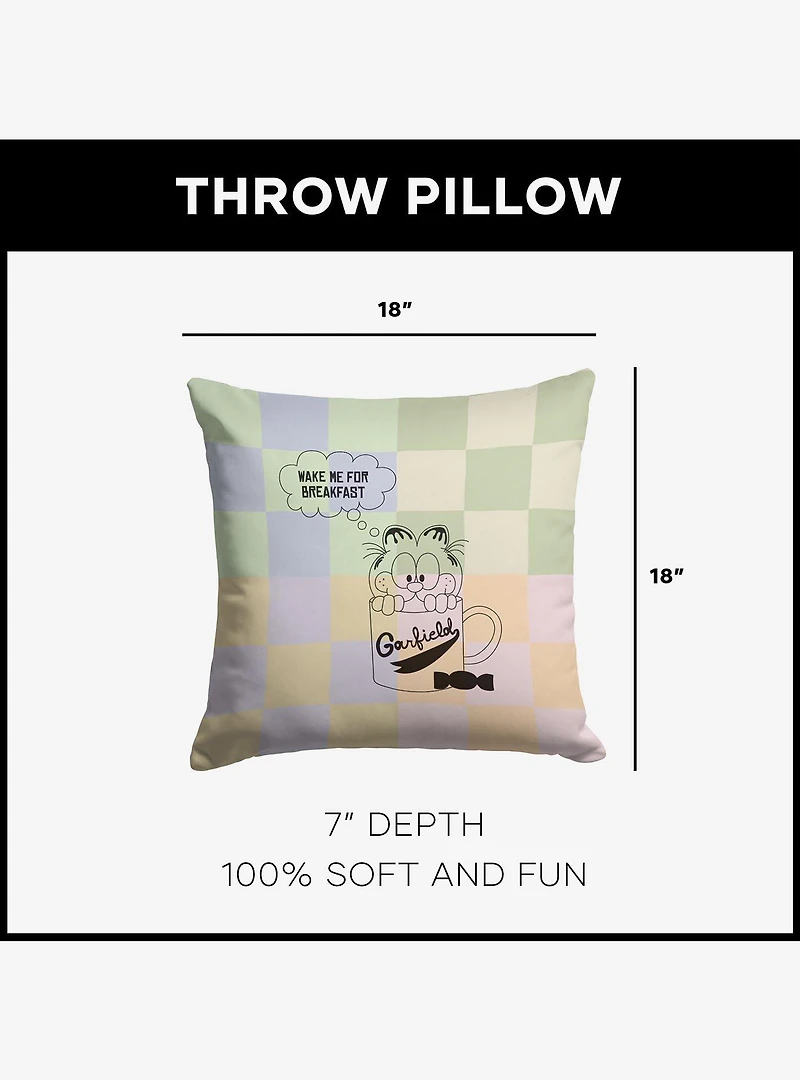 Garfield Wake Me Throw Pillow