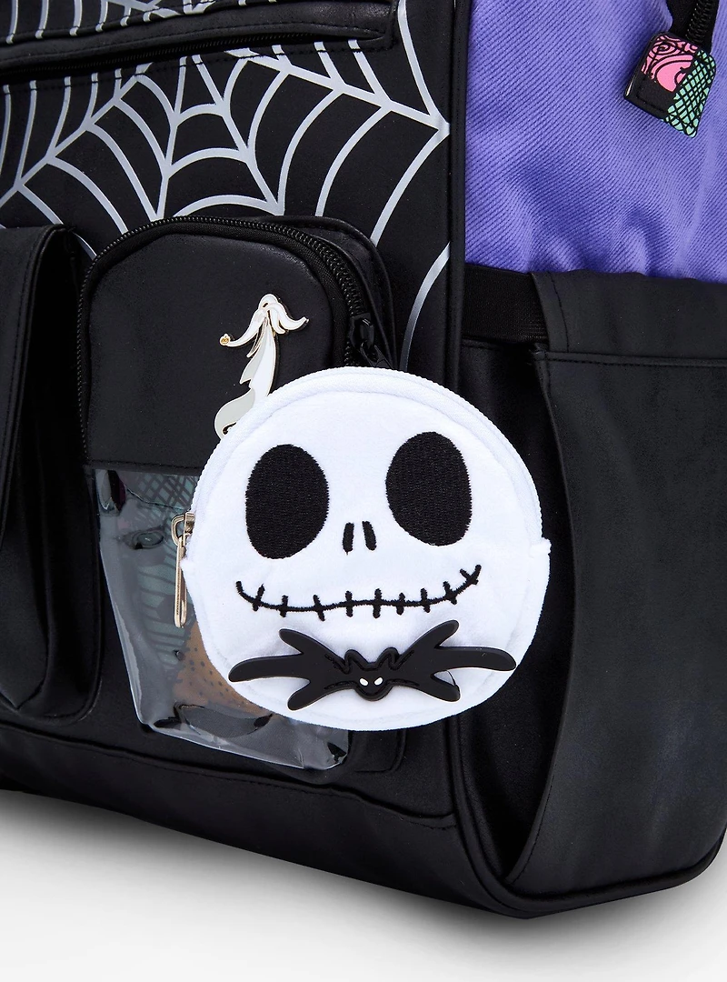 Disney The Nightmare Before Christmas Spiderweb Multi-Pocket Backpack With Jack Skellington Plush — BoxLunch Exclusive