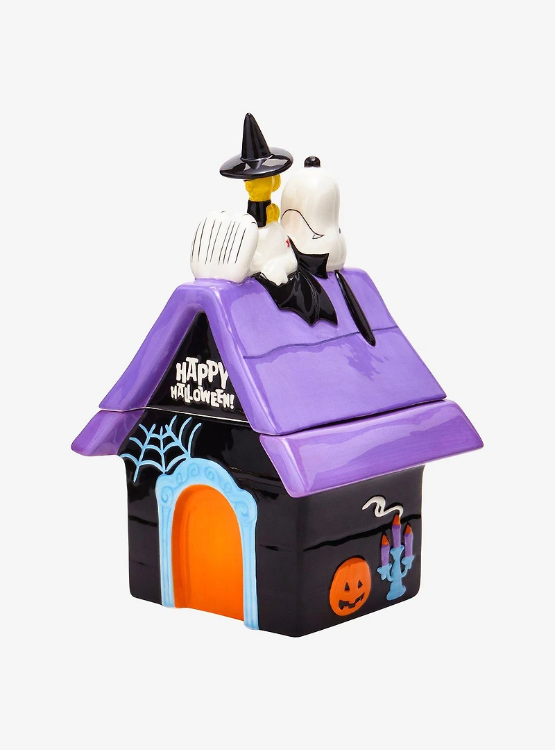 Peanuts Snoopy & Woodstock Halloween Doghouse Figural Cookie Jar