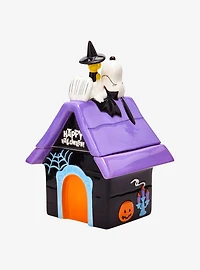 Peanuts Snoopy & Woodstock Halloween Doghouse Figural Cookie Jar