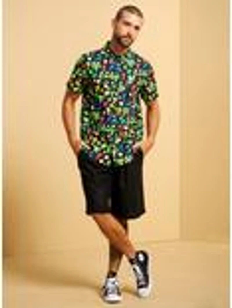 Pikmin Clovers Allover Print Woven Button-Up