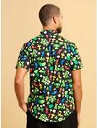 Pikmin Clovers Allover Print Woven Button-Up