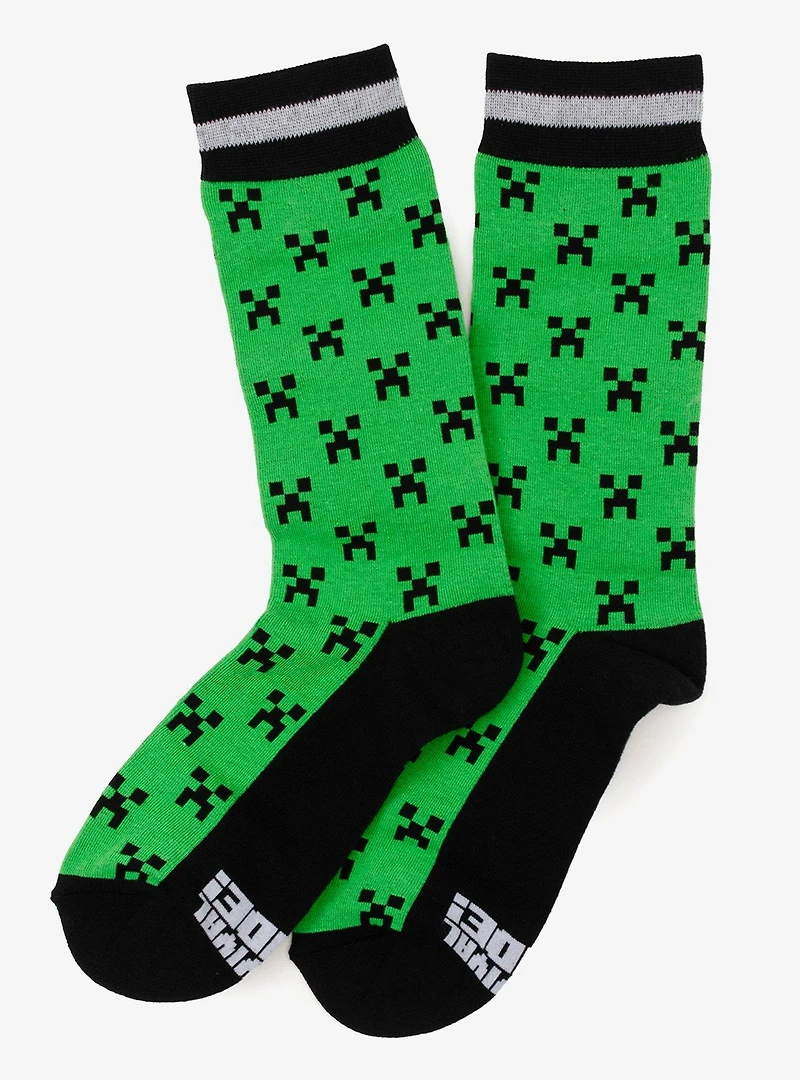 Minecraft Creeper Green Father & Son Sock Set