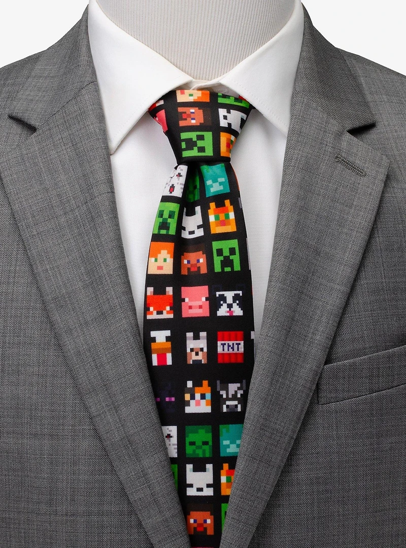 Minecraft Character Black Men's Tie