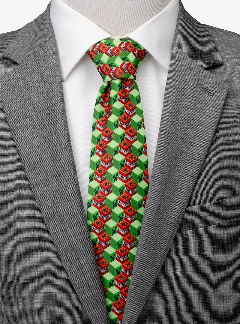 Minecraft Creeper TNT Isometric Green Men's Tie