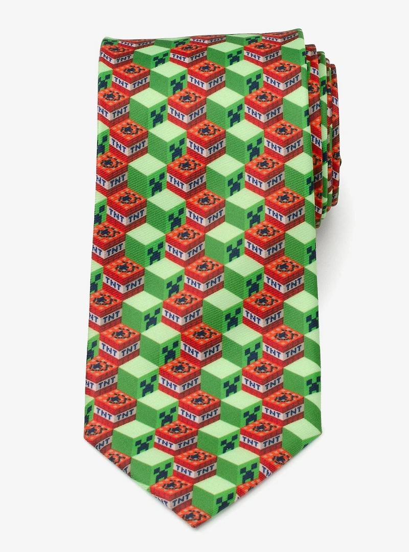 Minecraft Creeper TNT Isometric Green Men's Tie