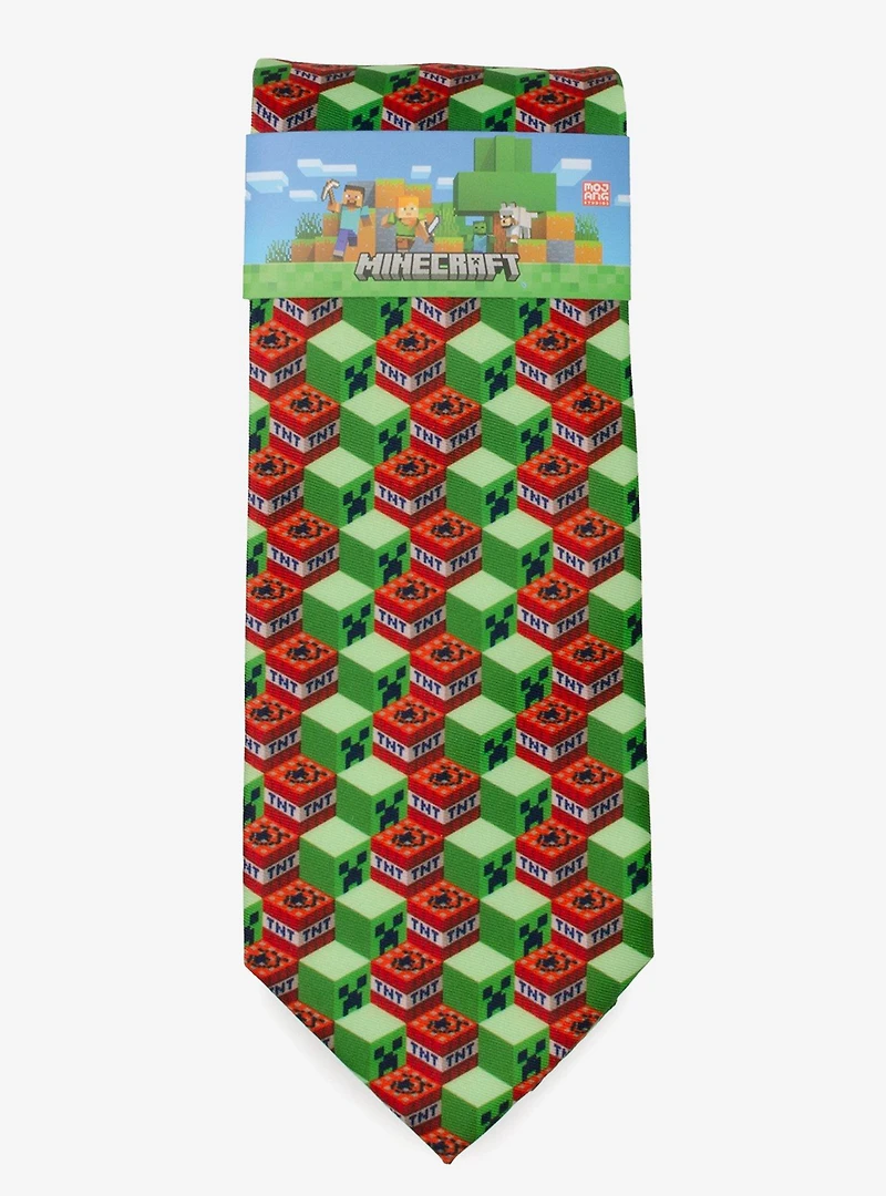 Minecraft Creeper TNT Isometric Green Men's Tie