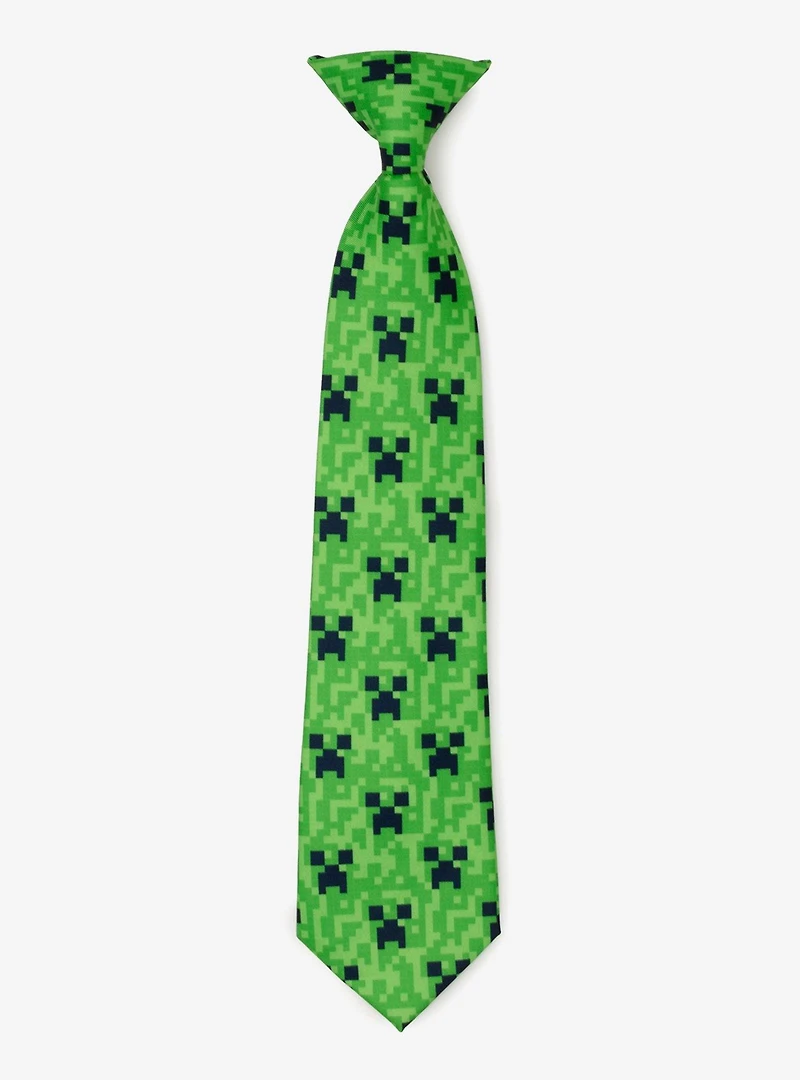 Minecraft Creeper Green Father & Son Tie Set