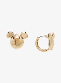 Our Universe Disney Mickey Mouse Silhouette Gold Huggie Hoop Earrings - BoxLunch Exclusive