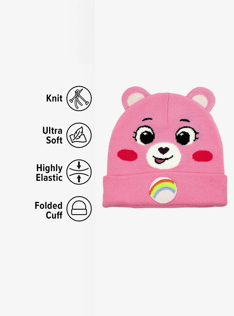 Care Bears Cheer Bear Face Acrylic Knit Beanie With Ears