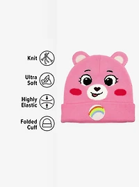Care Bears Cheer Bear Face Acrylic Knit Beanie With Ears
